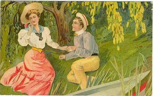 COURTING COUPLE ON RIVERBANK