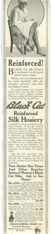 1915 LADIES HOME JOURNAL BLACK CAT REINFORCED SILK HOSIERY MAGAZINE ADVERTISEMENT