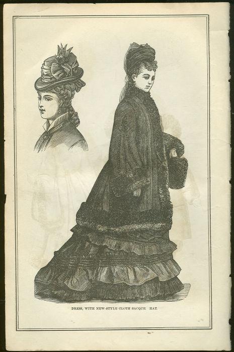 DRESS WITH HAT COSTUME PAGE FROM 1876 PETERSON'S MAGAZINE