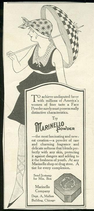 1916 LADIES HOME JOURNAL ADVERTISEMENT FOR MARINELLO FACE POWDER