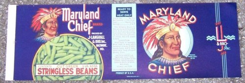 CAN LABEL FOR MARYLAND CHIEF CUT GREEN STRINGLESS BEANS