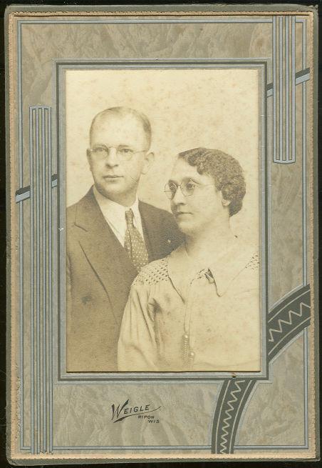 PAPER FRAMED PHOTOGRAPH OF OLDER COUPLE FROM RIPON, WISCONSIN