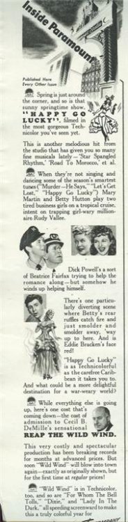 1943 WORLD WAR II PARAMOUNT PICTURES MAGAZINE ADVERTISEMENT