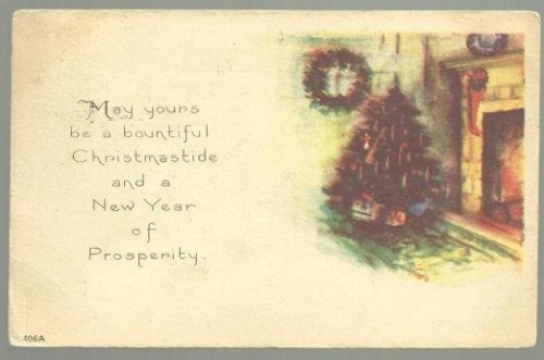 CHRISTMASTIDE AND NEW YEAR POSTCARD WITH CHRISTMAS TREE