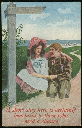 COURTING COUPLE SIGN POST SERIES POSTCARD