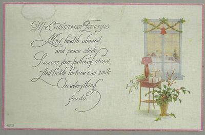 MY CHRISTMAS GREETING POSTCARD WITH CHRISTMAS SCENE