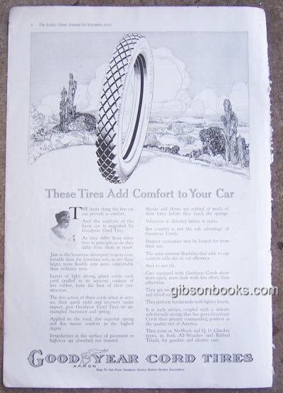 1916 MAGAZINE ADVERTISEMENT FOR GOODYEAR CORD TIRES
