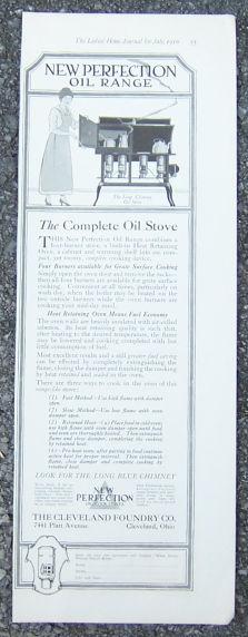 1916 LADIES HOME JOURNAL ADVERTISEMENT FOR NEW PERFECTION OIL RANGE