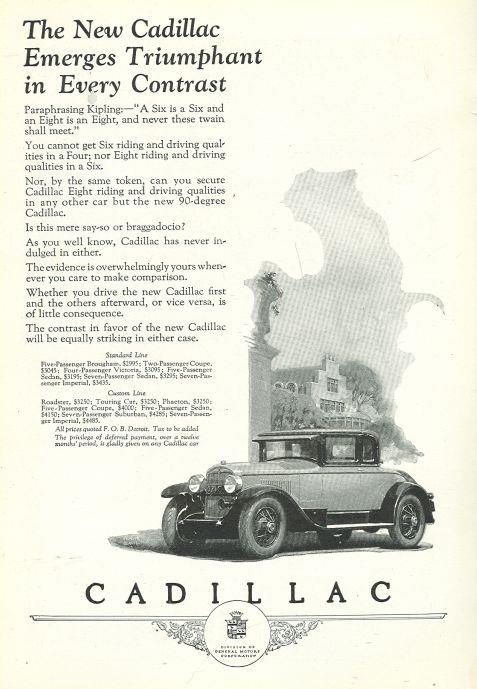 1925 NATIONAL GEOGRAPHIC CADILLAC EIGHT MAGAZINE ADVERTISEMENT