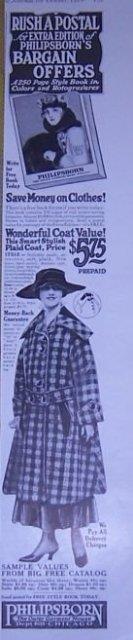 1916 LADIES HOME JOURNAL PHILIPSBORN OUTER GARMENT MAGAZINE ADVERTISEMENT