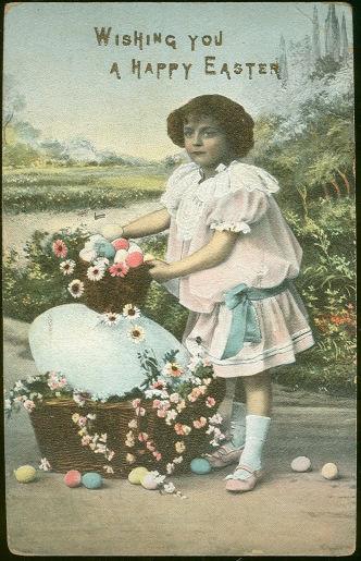 LITTLE GIRL WISHING YOU A HAPPY EASTER POSTCARD