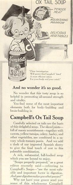 1916 LADIES HOME JOURNAL CAMPBELL'S OX TAIL SOUP MAGAZINE ADVERTISEMENT