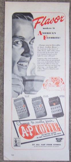 1944 A & P COFFEE MAGAZINE ADVERTISEMENT