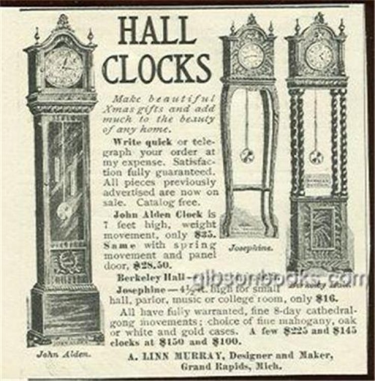 1901 LADIES HOME JOURNAL HALL CLOCKS BY A LINN MURRAY MAGAZINE ADVERTISEMENT