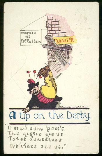 COMIC POSTCARD A TIP ON THE DERBY