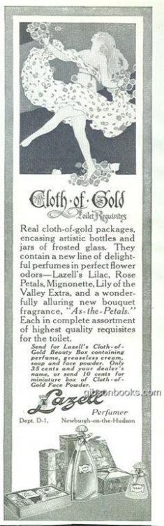 1916 LADIES HOME JOURNAL LAZELL PEFUMER CLOTH OF GOLD ADVERTISEMENT