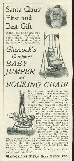 1901 LADIES HOME JOURNAL GLASOCK'S COMBINED BABY JUMPER AND ROCKING CHAIR MAGAZINE ADVERTISEMENT