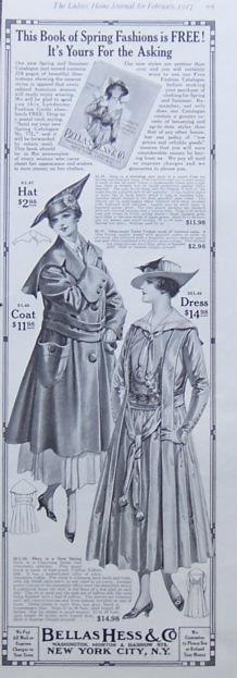 1917 LADIES HOME JOURNAL BELLAS HESS & CO. MAGAZINE ADVERTISEMENT