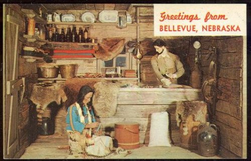 GREETINGS POSTCARD FUR TRADING POST BELLEVUE, NEBRASKA