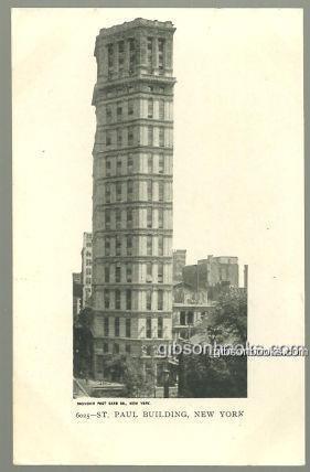UNDIVIDED POSTCARD OF ST. PAUL BUILDING, NEW YORK CITY, NEW YORK