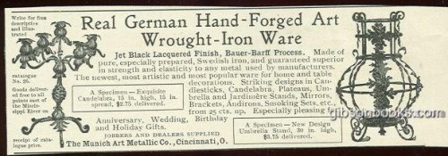 1901 LADIES HOME JOURNAL REAL GERMAN HAND-FORGED ART WROUGHT-IRON WARE MAGAZINE ADVERTISEMENT