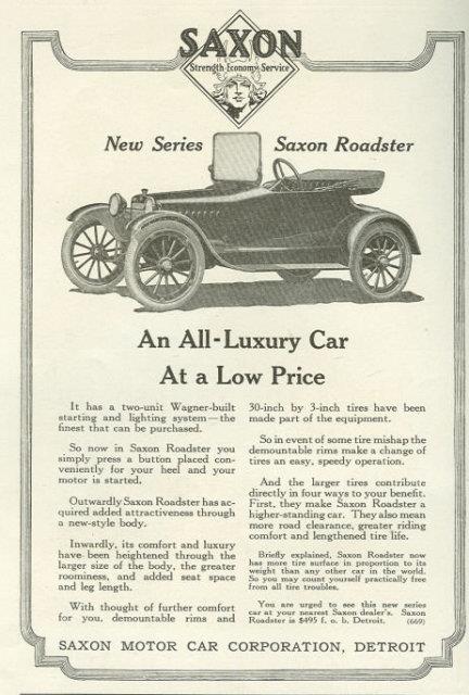 1917 LADIES HOME JOURNAL SAXON ROADSTER MAGAZINE ADVERTISEMENT