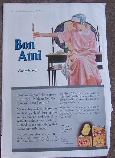 1916 LADIES HOME JOURNAL BON AMI FOR MIRRORS MAGAZINE ADVERTISEMENT