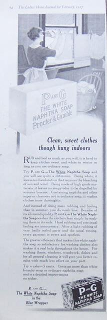 1917 LADIES HOME JOURNAL ADVERTISEMENT FOR P AND G WHITE NAPHTHA SOAP