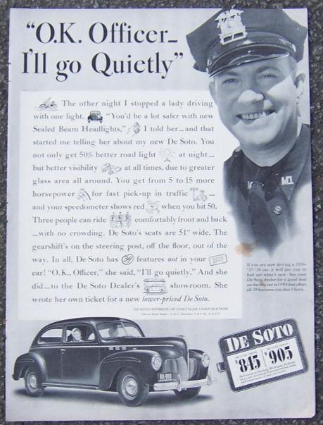 1940 DE SOTO CAR MAGAZINE ADVERTISEMENT