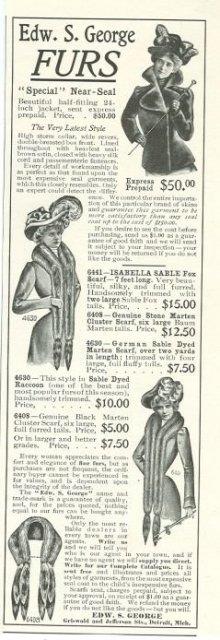 1901 LADIES HOME JOURNAL EDWARD S. GEORGE FURS MAGAZINE ADVERTISEMENT