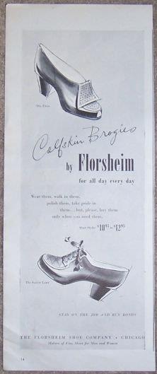 1944 CALFSKIN BROGIES FLORSHEIM MAGAZINE ADVERTISEMENT