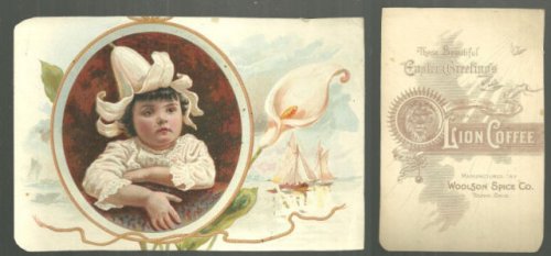 EASTER GREETINGS FROM LION COFFEE VICTORIAN TRADE CARD