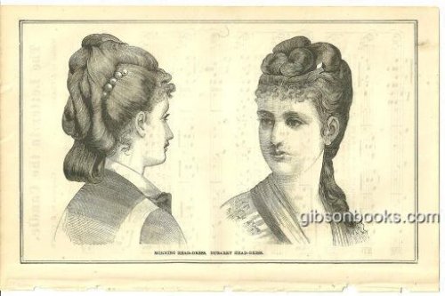 MORNING HEAD-DRESS AND DUBARRY HEAD-DRESS PAGE FROM 1876 PETERSON'S MAGAZINE