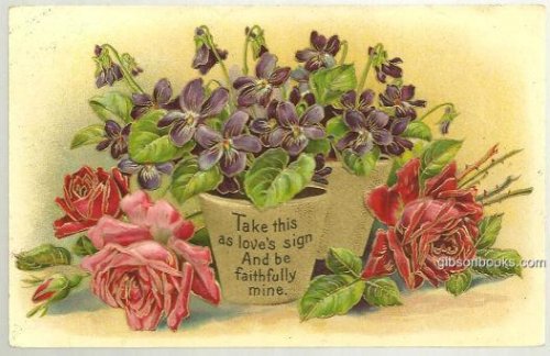 VICTORIAN FLOWER POSTCARD WITH LOVE POEM