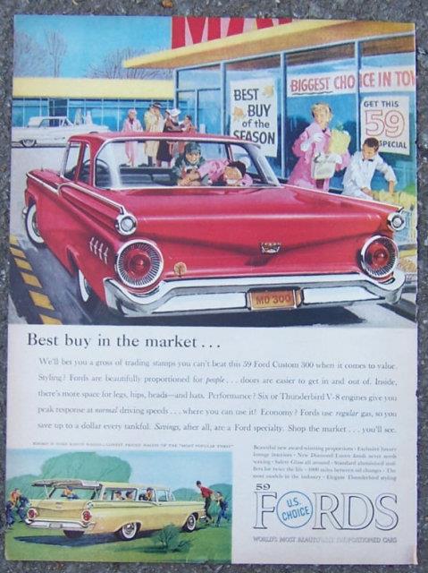 1959 FORD CUSTOM 300 LIFE MAGAZINE ADVERTISEMENT