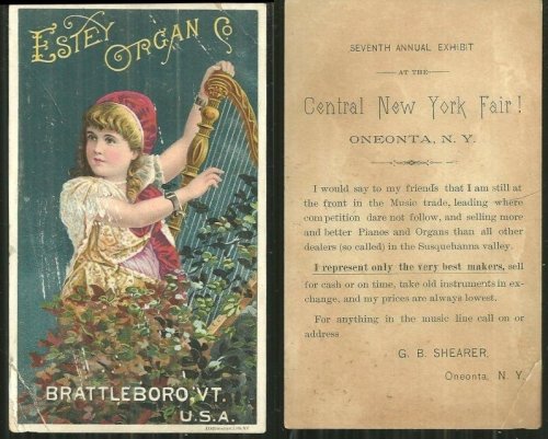 VICTORIAN TRADE CARD FOR ESTEY ORGAN CO.