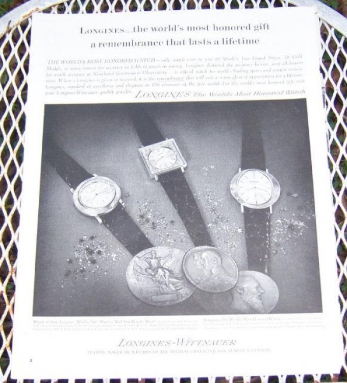 1963 LONGINES WATCH CHRISTMAS MAGAZINE ADVERTISEMENT