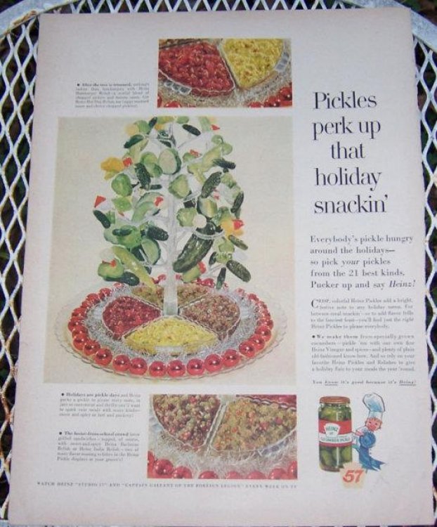 1956 HEINZ PICKLES MAGAZINE CHRISTMAS ADVERTISEMENT