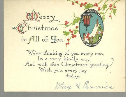 MERRY CHRISTMAS TO ALL OF YOU CARD WITH SNOWY TOWN