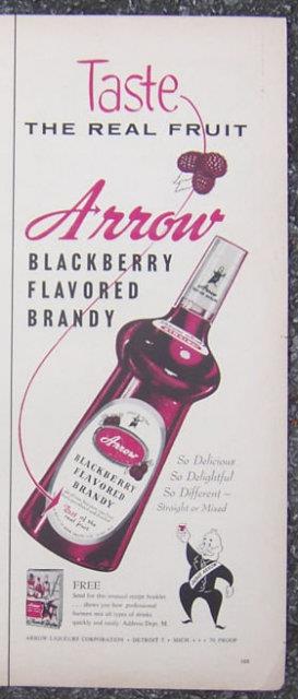 1956 ARROW BLACKBERRY FLAVORED BRANDY LIFE MAGAZINE ADVERTISEMENT