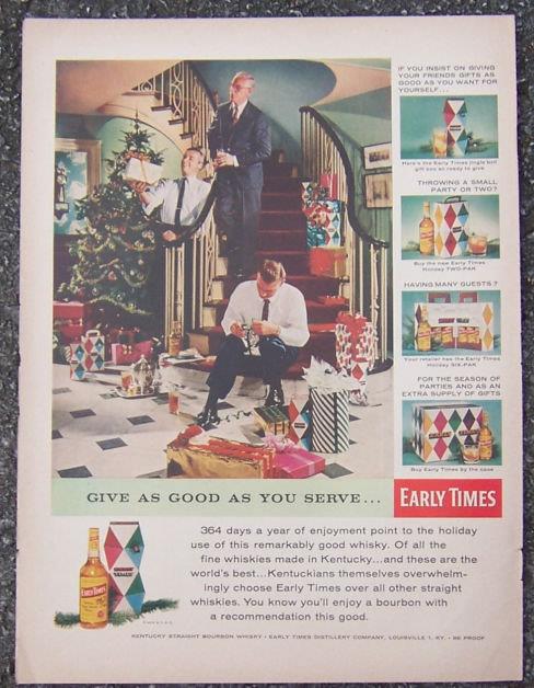 1956 EARLY TIMES LIFE MAGAZINE CHRISTMAS ADVERTISEMENT