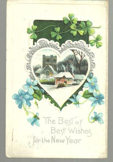 BEST WISHES FOR THE NEW YEAR POSTCARD WITH SNOWY SCENE