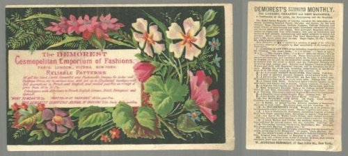 VICTORIAN TRADE CARD FOR DEMOREST RELIABLE PATTERNS