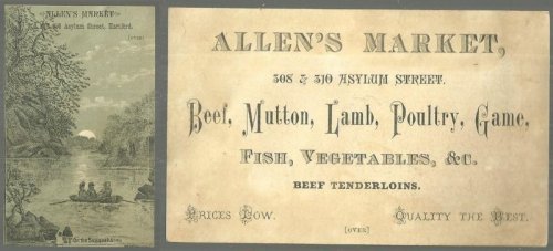 VICTORIAN TRADE CARD FOR ALLEN'S MARKET ON THE SUSQUEHANNA