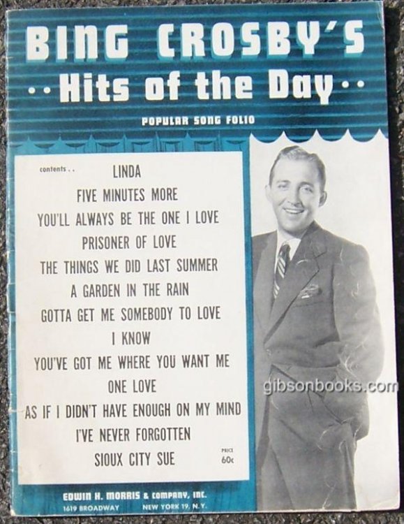 BING CROSBY'S HITS OF THE DAY Popular Song Folio