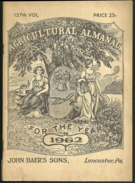 AGRICULTURAL ALMANAC FOR THE YEAR 1962