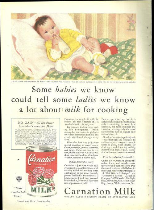 1932 GOOD HOUSEKEEPING CARNATION MILK MAGAZINE ADVERTISEMENT