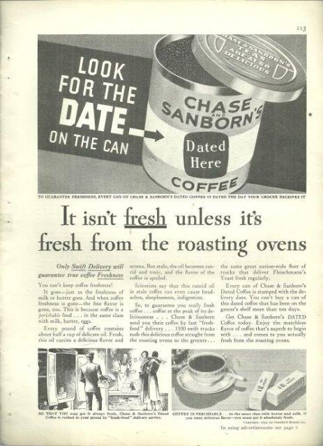 1932 GOOD HOUSEKEEPING MAGAZINE ADVERTISEMENT FOR CHASE AND SANBORN'S COFFEE