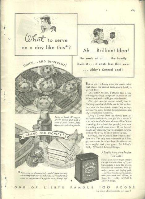 1932 GOOD HOUSEKEEPING MAGAZINE ADVERTISEMENT FOR LIBBY'S CORNED BEEF