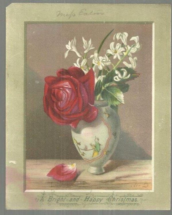 VICTORIAN CHRISTMAS CARD, A BRIGHT AND HAPPY CHRISTMAS